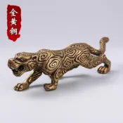 純銅實心豹子擺件居家桌面開店茶寵裝飾黃銅工藝金錢豹黃銅銅擺件