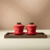 全球選品1館 生活百貨 仿古敬茶杯新婚紅色蓋碗茶杯茶具套裝閨蜜送新人禮物用品