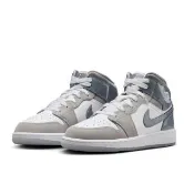 【NIKE 耐吉】運動鞋 籃球鞋 中大童 女鞋 男鞋 AIR JORDAN 1 MID SE GS 灰白色 漆皮 喬丹(HF3193100)