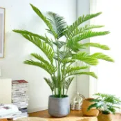 林之舍家居 【樂天精選】大型北歐仿真植物落地鳳尾葵簡約裝飾假花盆栽室內散尾葵綠植擺件