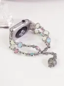協貿國際日用品生活3館 適用于蘋果手表表帶iWatch6/5/4代腕帶44/42/40/38mm夜光瑪瑙水晶珠裝飾se替換帶Apple Watch3/2手表金屬鏈子