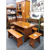 (店+)實木餐桌 鄉村風 磁磚 四尺 餐椅組 含強化玻璃 原木 瓷磚 泡茶桌椅 長板凳 飯桌 工作桌 會議桌 寫字桌 洽談桌