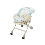 (店+)【Combi】康貝 Letto 電動安撫餐椅搖床 ST款-藍色巴黎(安撫搖椅/電動搖椅/餐椅)