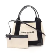 【DOKODEMO】【二手】巴黎世家 (Balenciaga )手提包 海軍藍 Cabas XS 2WAY 390346NATURAL/黑色帆布皮革 海軍藍 Cabas XS 女款 二手 B