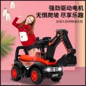 台灣現/貨 兒童電動挖土機工程車男女孩玩 具車大號可坐人可騎乘挖土機電瓶車
