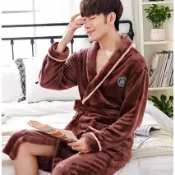 思樂小舖 流行睡衣家居服冬季法蘭絨加厚睡衣情侶睡袍男女浴袍珊瑚絨長袖加大碼長款家居服大尺碼男女情侶睡衣