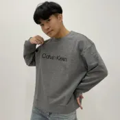 (店+)【Calvin Klein】Calvin Klein 大學T 現貨 無刷毛 梭織布 深灰 寬肩 純棉 長袖 CK 上衣 #9367