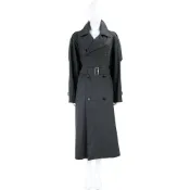 BURBERRY 巴寶莉 Gabardine 華達呢長款雙排鈕風衣(灰綠色)