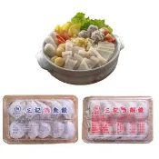 太鼎食府x基隆三記 暖心鍋物-太鼎酸菜白肉鍋X2入+基隆手工三記魚餃蝦餃共2盒組(酸菜鍋 年菜預購)