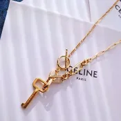 中古孤品 真CELINE 凱旋門鎖骨鏈頸鏈項鍊 鑰匙扣掛件掛飾 送紙袋