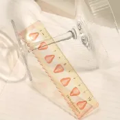 ✨桃園出貨✨新款草莓蛋糕創意亞克力10釐米直尺高顏值學生測量考試專用送朋友