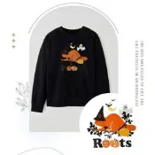 ❤️Miss baby❤️Roots 萬聖節happy南瓜毛圈圓領衛衣大尺碼男女同款 配情侶款