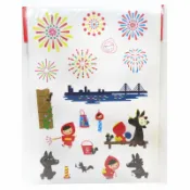asdfkitty可愛家精品店 asdfkitty*日本 Shinzi Katoh 加藤真治 小紅帽煙花版壁貼 牆壁裝飾貼 瓷磚裝飾貼 玻璃裝飾貼 鏡子裝飾貼-正版