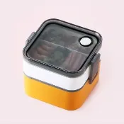 【食物容器】日式雙層可微波便當盒(便攜 矽膠密封 防漏 上班族 加熱飯盒 分格餐盒 午餐盒 保鮮盒 野餐)