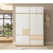 【直人木業】綠建材彩妝板溫馨系列跳色衣櫃162公分(兩小抽四開門81公分+雙抽開門81公分)