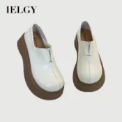 IELGY 2026 秋季英倫風圓頭百搭休閒樂福鞋 JK 女式平底鞋