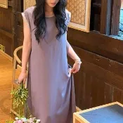 【K.W.】韓國空運輕棉麻維娜女神高品質免穿搭洋裝(小香風/輕量涼感/洋裝/休閒/日系/通勤/渡假)