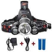 High Power 6000Lumen 3LED XML T6 LED Rechargeable Headlamp H