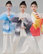 福福百貨~中華功夫長袖服裝武館訓練服兒童武術服表演服裝舞龍舞獅打鼓服演出服