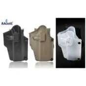 （圓仔）AMOMAX 通用快拔槍套 腰掛款 G17、M9、1911、XDM、CZ75『黑、沙、透明』 【右手版】