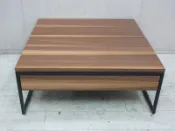 新竹二手家具◎百豐悅2手傢俱-二手茶几 柚木色100公分一抽升降茶几 沙發桌 客廳桌 大方桌 台中2手家具 八德二手傢俱