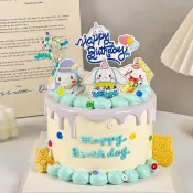 訂單滿199出貨  兒童生日蛋糕裝飾卡通大耳狗插牌玉桂狗生日快樂派對烘焙插件