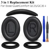 Bose QuietComfort QC35/QC35 ii 耳罩式耳機的替換套件,耳墊墊 + 頭帶 + 矽膠耳墊套保護