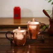 全球選品1館 生活百貨 紫銅杯子紫銅加厚手工水杯銅酒杯銅茶杯接粉銅杯紅銅杯子