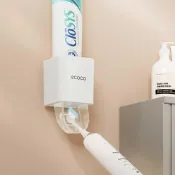 (店+)【ecoco】意可可 自動擠牙膏器 白色 方形 壁掛 牙膏擠壓器 擠牙膏神器 牙膏架 牙膏置物架 牙膏收納 兒童牙膏 浴室收納