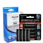 【Panasonic 國際牌】智控型4槽鎳氫低自放充電器+eneloop PRO 黑鑽款低自放充電電池(3號8入充電組)