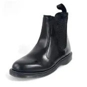  【Dr.Martens】馬汀 FLORA 英倫風硬皮切爾西靴 女 亮面真皮馬丁軍靴 側邊鬆緊平底短煙筒靴 32217001