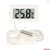 電子數顯溫度計 魚缸冰箱測溫儀 水溫表 防水探頭 白色 不帶電池出貨
