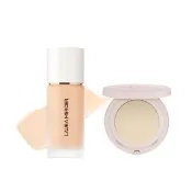 【LAURA MERCIER 蘿拉蜜思】柔霧完美定妝組(煥顏透明柔霧蜜粉餅 6.5g + 極致煥顏輕透完美粉底 30ml)