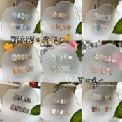 【台灣 買四送一】金花輕奢暈染純手工穿戴甲片輕奢顯白款 上班甲 穿戴甲  穿戴甲片 美甲貼 指甲貼 假指甲 指甲片