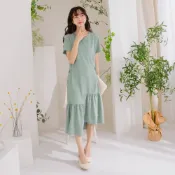 OB嚴選 小露背綁帶收腰不規則傘襬中洋裝 《DA9658》大尺碼/女裝/現貨