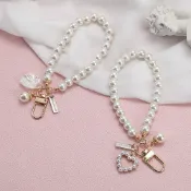 Love/shell Pretty Pearl 鑰匙扣奢華女士珠寶珍珠珠貝殼手機包背包魅力配飾汽車鑰匙扣鑰匙圈吊墜