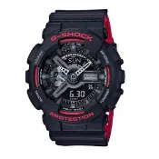 【CASIO 卡西歐】CASIO卡西歐 G-SHOCK狂野戰鬥士數位運動雙顯腕錶-黑紅-GA-110HR-1A