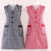 【巴芙洛】翻領式防汙純棉圍裙(純棉圍裙/少女圍裙/工作服/淑女圍裙)