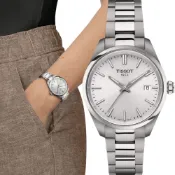 TISSOT 天梭  錶 PR 100 俐落簡約時尚女錶-T1502101103100/銀白34MM