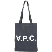 A.P.C. Laure 反向字母印花日本丹寧布手提 肩背托特包(藍色)