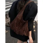 💖包包女 大容量包包 通懃包包 複古風流蘇小衆包包女新款大容量秋冬麂皮絨單肩包通懃 託特包 側背包 斜背包 0FA0