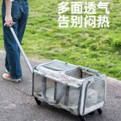 寵物拉桿箱 大容量兩廂多貓攜帶包 貓包外出便攜透氣犬貓籠子【不二雜貨】