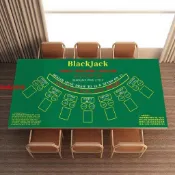 熱銷款~blackjack21點桌布籌碼德州撲克牌桌墊猜大小游戲專用打牌臺布墊 26/7