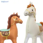 BDGF 1 件動物馬鋁箔氣球嬰兒淋浴生日派對裝飾 Bla 白色棕色馬氦氣球兒童玩具 TW