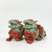 (店+)【御古齋】蚌埠玉 招財貔貅 一對 雙蝠 背元寶貔貅 嘴大咬四方財 招財聚寶 避煞鎮宅 招財聖獸 擺件 021002
