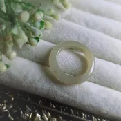 招財•療癒|淡冰黃翡桂花糕灑金戒圈|緬甸A貨翡翠戒指#18