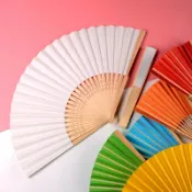 空白彩色塗鴉扇 古風 扇子 紙扇 折扇 DIY 繪畫著色 手繪 手工藝 無圖樣 美勞美術【BlueCat】【JC4956】