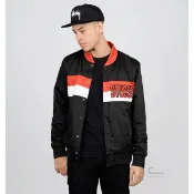 ☆AirRoom☆【現貨】 STUSSY SATIN STRIPE JACKET 字體 棒球外套 黑色 115181