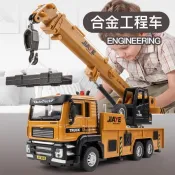 🔥臺灣熱賣🔥 交換禮物 嘉業1/50合金工程車大型吊車升降起重機回力聲光玩具伸縮臂轉向盒