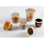 【返璞小居】福字調味罐含蓋子湯匙粗陶小水缸特色儲物收纳缸陶瓷福字調料缸茶葉罐家居擺件
